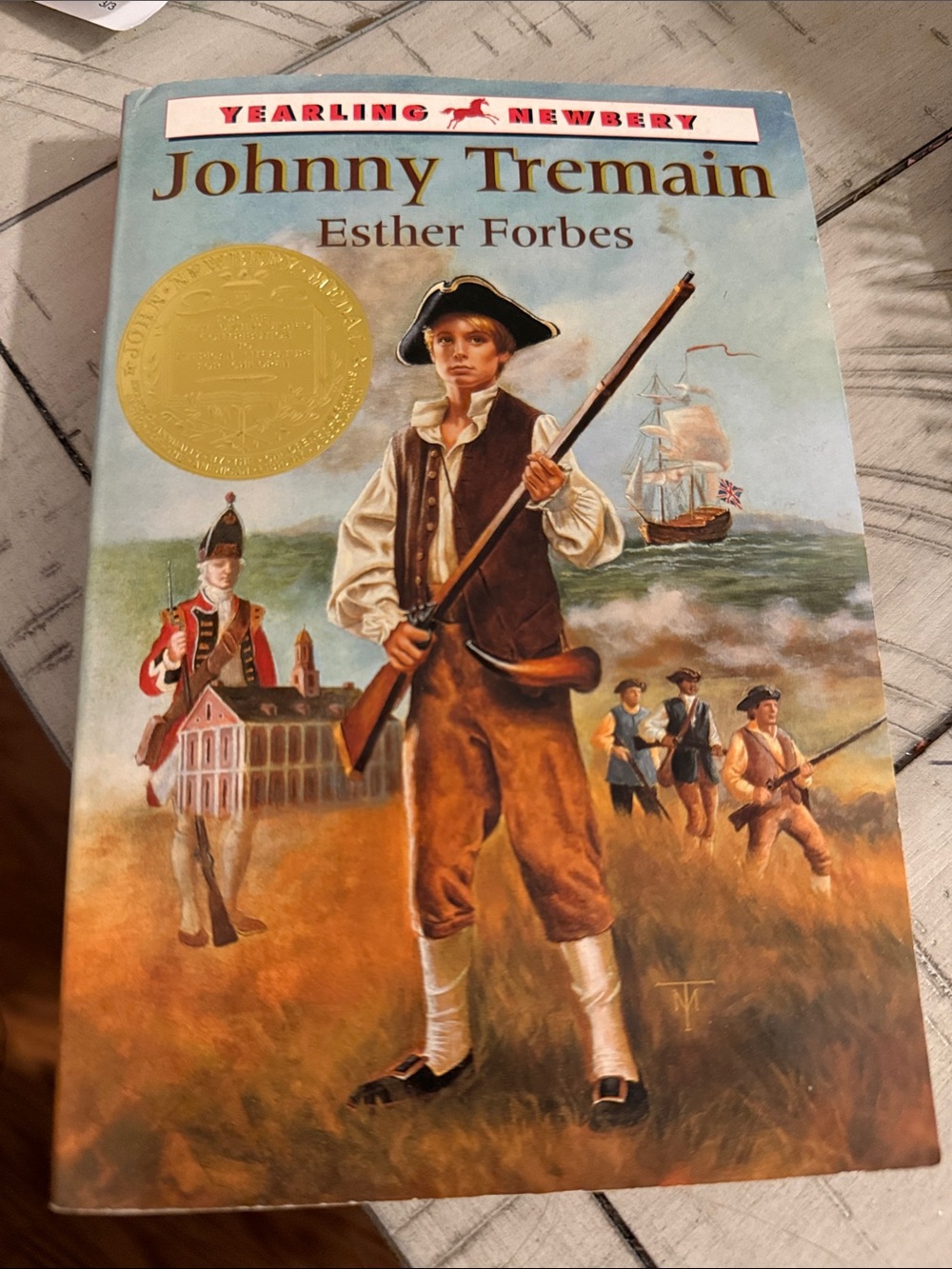 Johnny Tremain by Esther Forbes - Illustrated Hardcover (Yearling/Newbery)